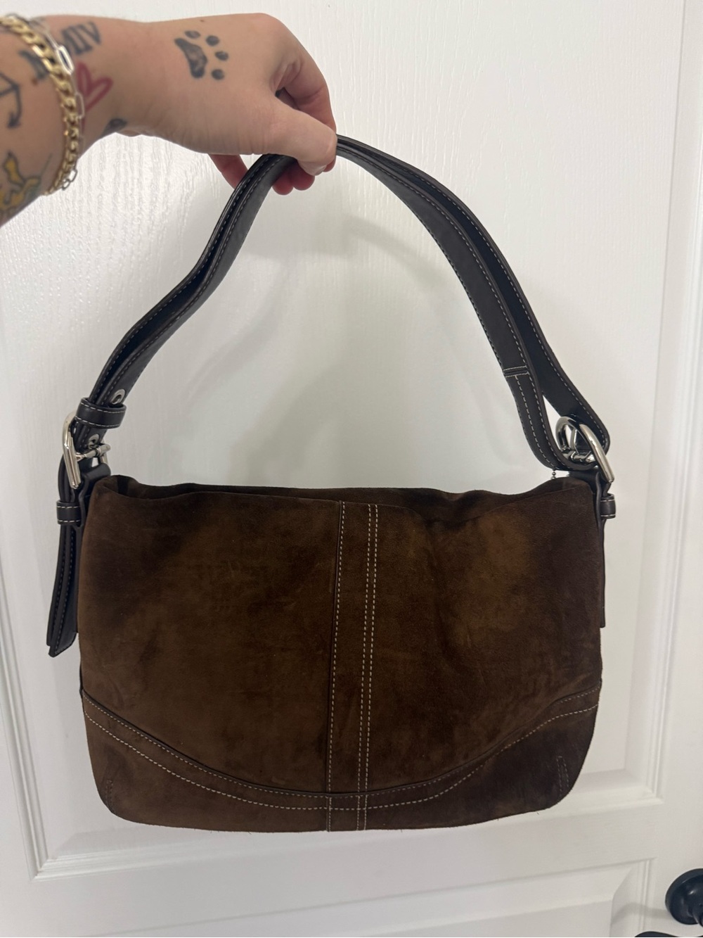 COACH Hobo Y2K Shoulder Bag Leather Suede Chocolate Brown 2007 F11514